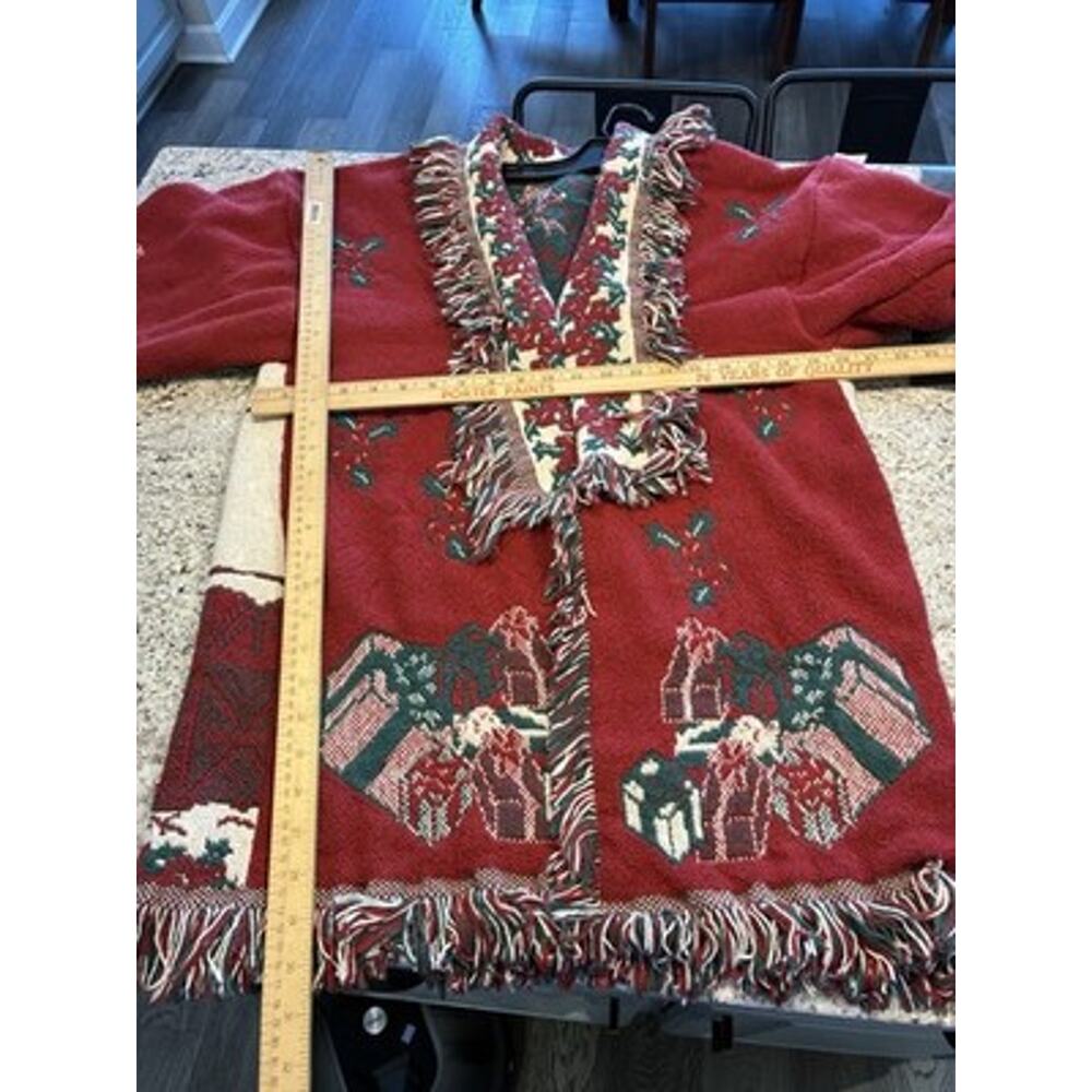 Upcycled Blanket Jacket Boho tapestry Cottagecore Handmade Christmas Sz L/XL - Picture 8 of 8